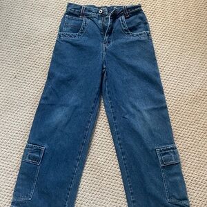 Women’s Wide Leg Cropped Red and Blue Jeans
